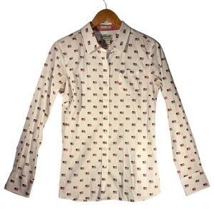 Ariat REAL American Flag Women’s Large Button Up Shirt Fitted